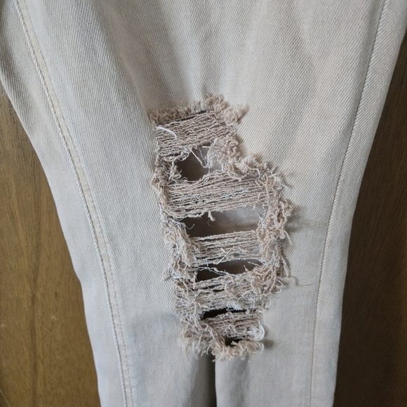Distressed Tan Women Jeans - Picture 3 of 8